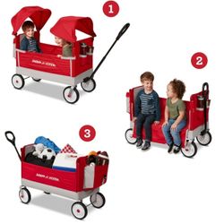 Radio Flyer, Dual Canopy Family Wagon, Adjustable Canopies with Storage Bag, Ages 1.5+ years
