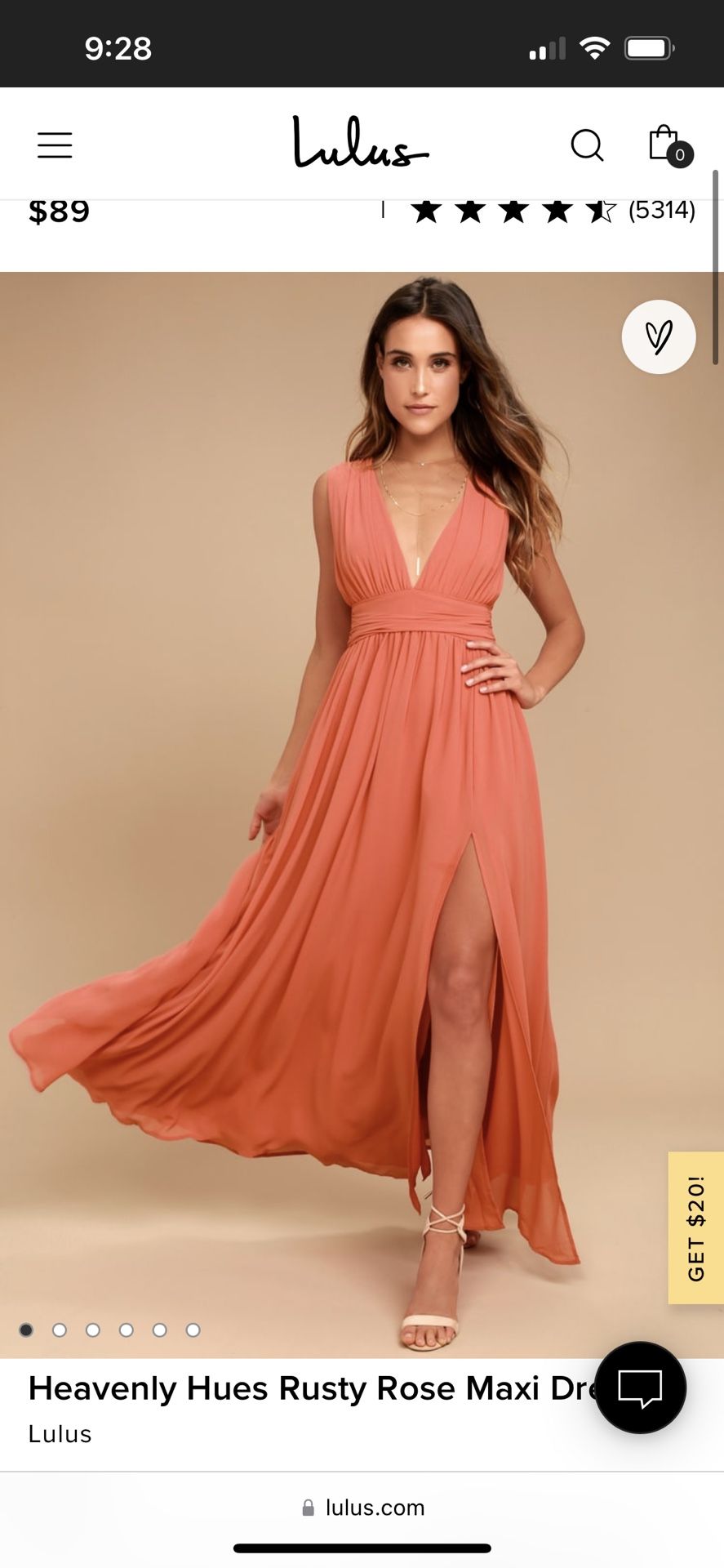 Lulus Heavenly Hues Rusty Rose Maxi Dress Size Medium