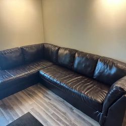 Brown Leather Sectional Sofa - Free Local Delivery! 