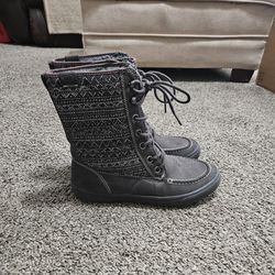 Roxy Winter Boots Womens Size 8.5 Faux Fur Lined Gray Lace Up
