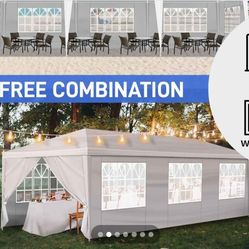 10x30 ft Party Tent Wedding Canopy with 8 Sidewalls – White