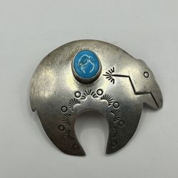 Carol Felley Vintage Navajo Bear Sterling Silver .925 Pin Pendant 
