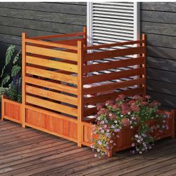Outdoor Wood AC Unit fence with Planter box
