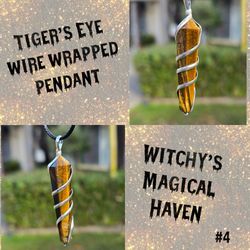 Tiger's Eye Wire Wrapped Point Pendant 
