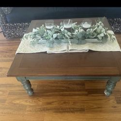Vintage Green Wood Coffee Table 
