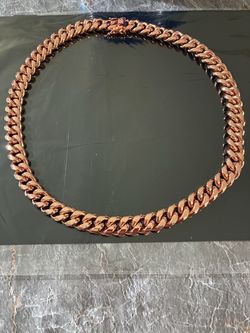 New 18mm 20inch Rose Gold Cuban Link Chain Necklace