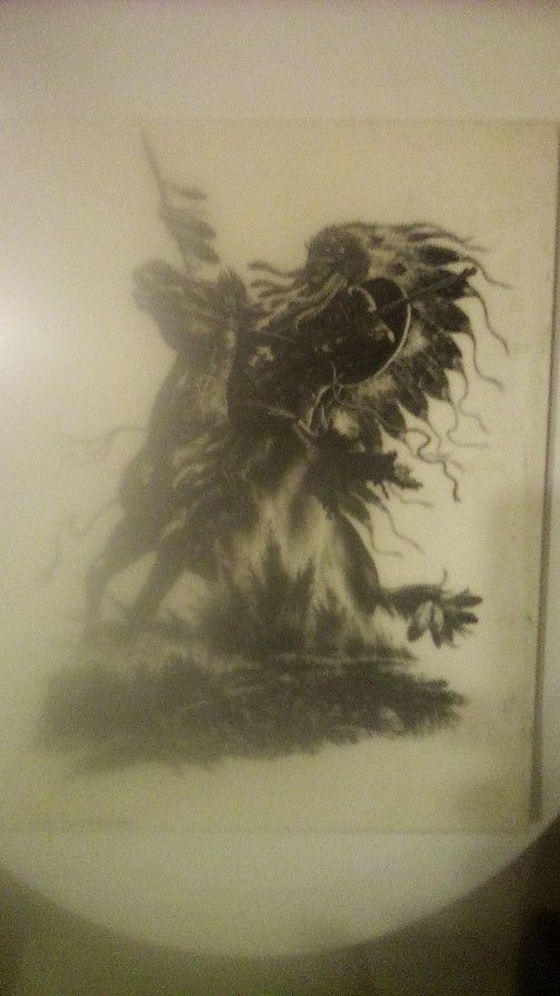 The War Chief Etching  On Marble