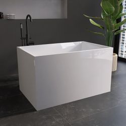 NEW Tidal 43'' Freestanding Soaking Bathtub With Seat Acrylic Freestanding Tub