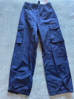 Nike Women's Woven Cargo Pants Navy Blue Mid Rise