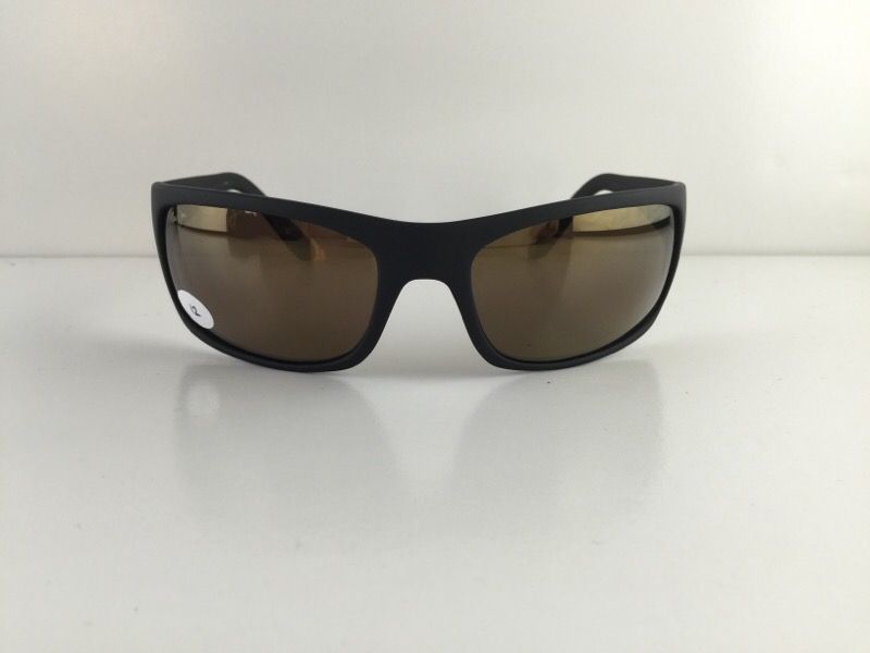 Gently Used Maui Jim Sunglasses MJ H202-2M Peahi Polarized HCL Bronze lens Matte Black Rubber Full-Frame Acetate Rimless 65mm