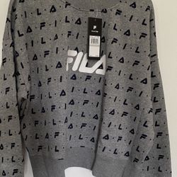 NWT. Fila Women’s Gray All Over Logo Crop Crew Pullover Sweatshirt🔥 Sz 1X(cash & pick up only)