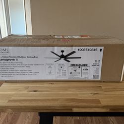 Kensgrove II 60 in. Smart Indoor/Outdoor Matte Black Ceiling Fan with Remote Included Powered by Hubspace •Compatible with Alexa and google assistant 