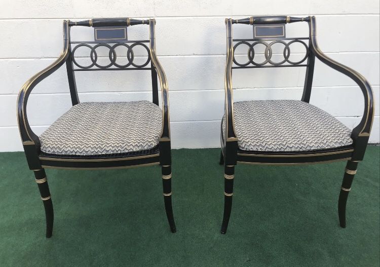 Two Baker Historic Charleston Governor Alston Regency Ebonised  Armchair As Is