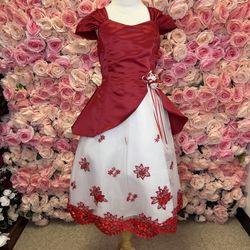 Little Girls Tea Length Two-Tone Dress 