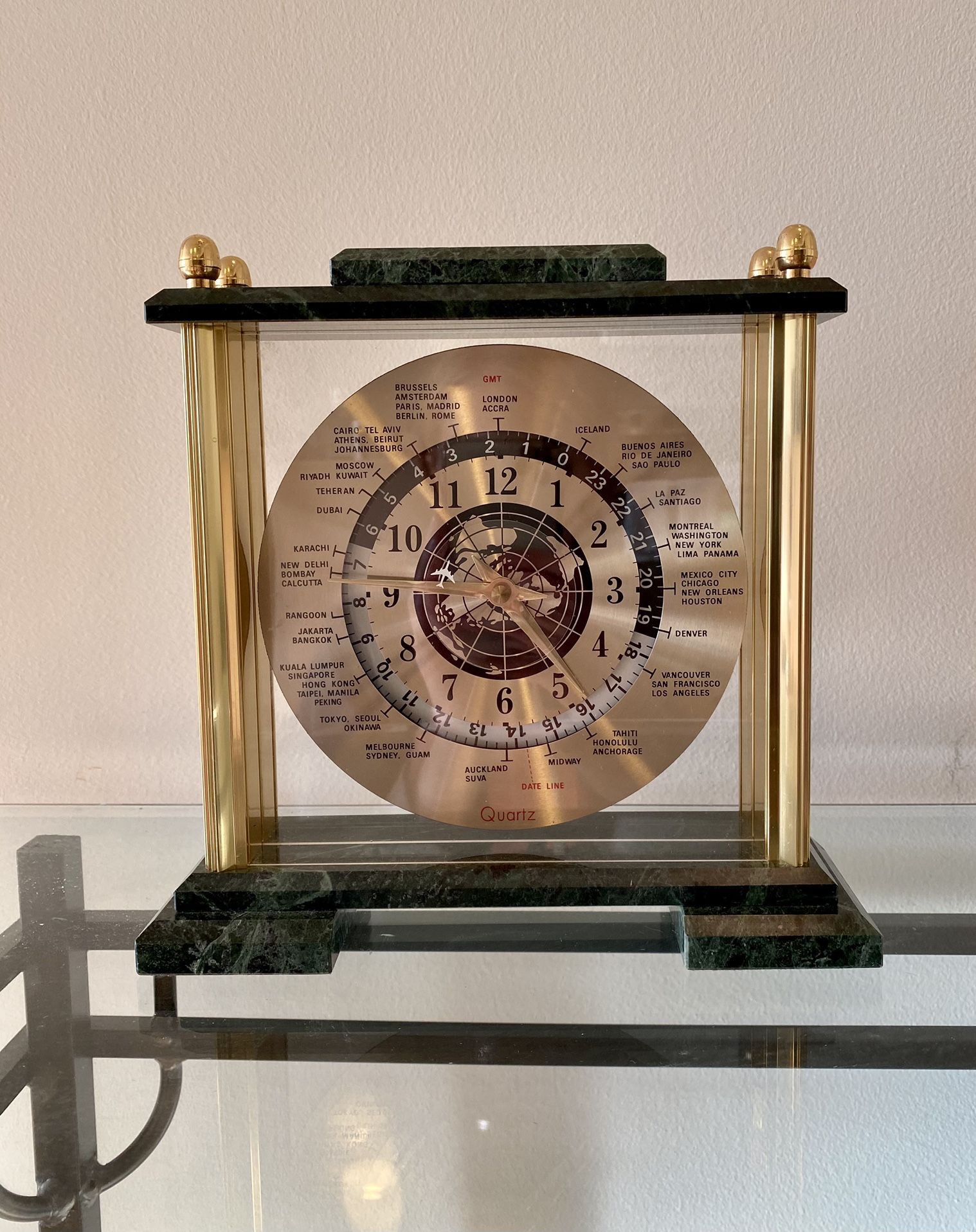 Tabletop World Time Clock Rhythm Watch Co. Global Time Tracker (Clock) Quartz Movement