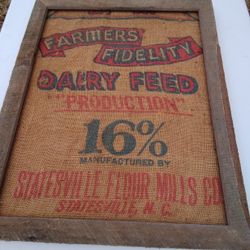 Vintage Dairy Feed Burlap / Framed 