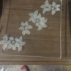 Beautiful Vintage Plate with Etched Flowers Across It  $5 Cash 