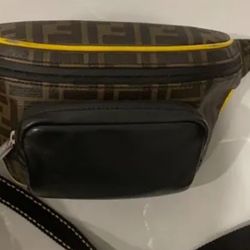Fendi Black Zucca Coated Canvas Waist Pouch