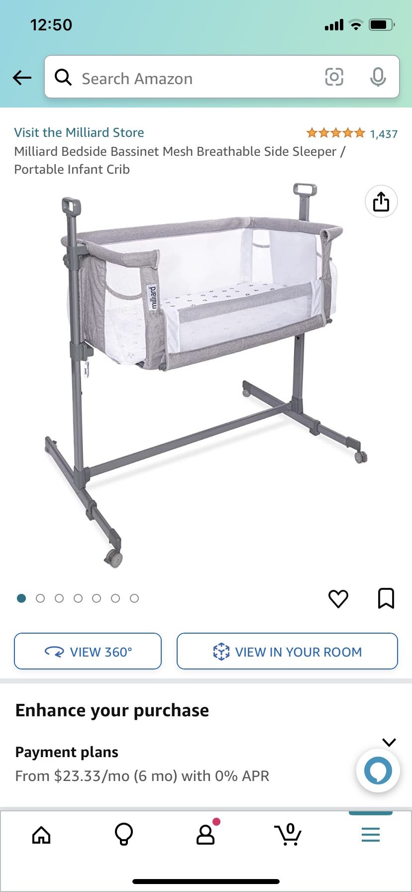 Milliard Bedside bassinet infant Portable crib Mesh sleeper