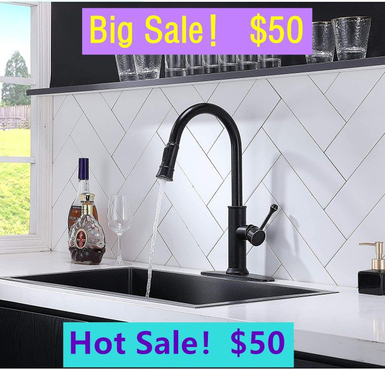 Pull Down Single Handle Black Kitchen Faucet (Part number: QYT218H-D） showroom clearance