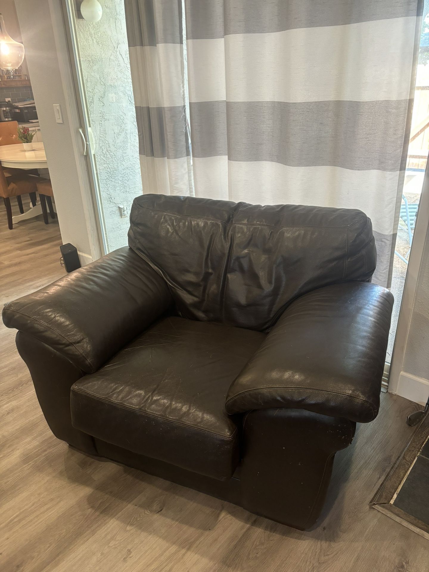 Oversized Dark Brown Leather Armchair