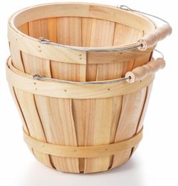 2‑Pack Round Wooden Baskets w/ Handles