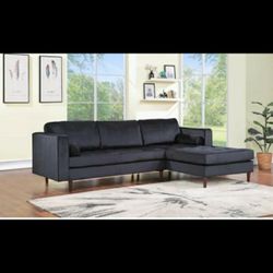 Roxy Black Velvet Sectional

