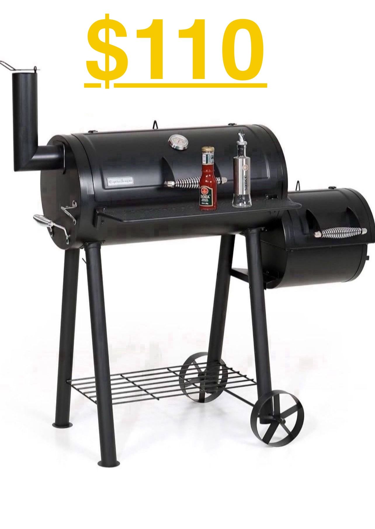 Captiva Designs Charcoal Grill with Offset Smoker, All Metal Steel Made Outdoor Smoker, Cooking Area, Best Combo for Outdoor Garden Patio and Backyard