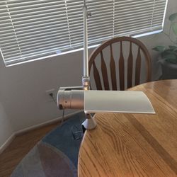 Swing Arm Desk or Bench Lamp with Clamp Mount, 36" Reach, Includes Bulb (Gray)