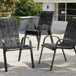 Patio Chairs Set of 6, Breathable Garden Outdoor Furniture for Backyard Deck,Outdoor Stackable Dining Chairs for All Weather, 