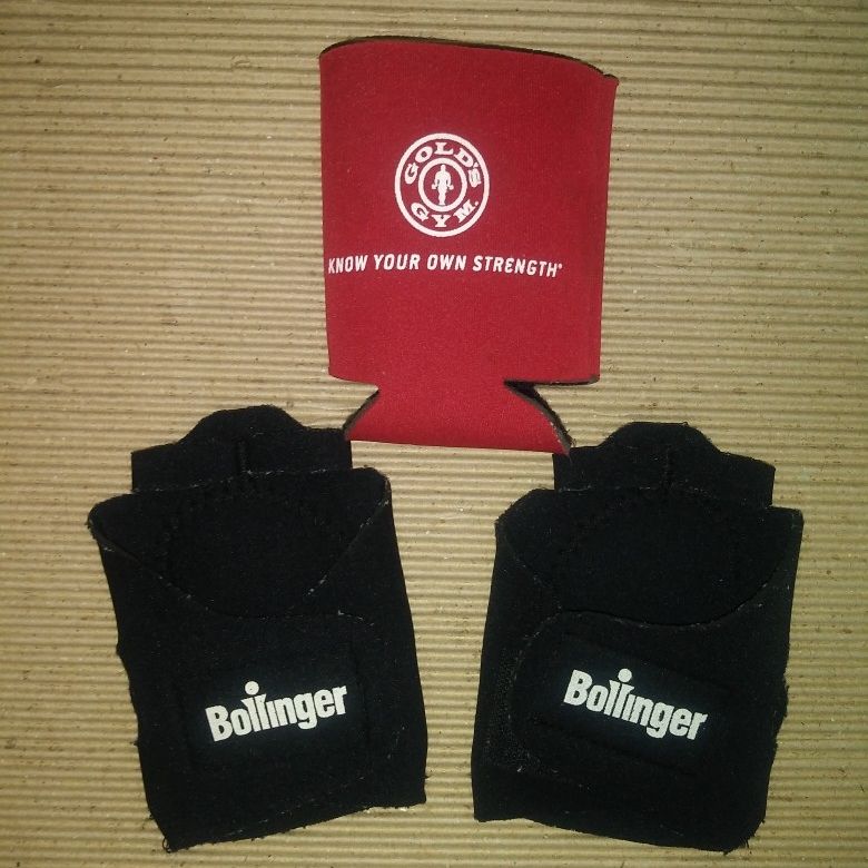 Bollinger Weight Lifting / Gym Gloves + Gold's Gym Koozie