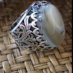 Rare Moon Agate Silver 925 Ring
