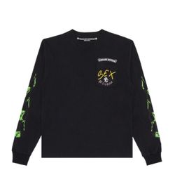 Chrome Hearts Men's Black Long Sleeve Crew Neck Graphic Logo T-Shirt Size M