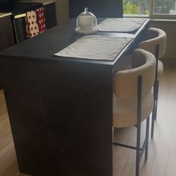 Modern Kitchen Island with Storage + Drawers (Black & White)