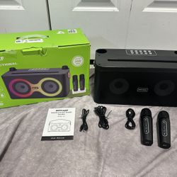 Karaoke Machine Portable Bluetooth Speaker with 2 Wireless Microphones