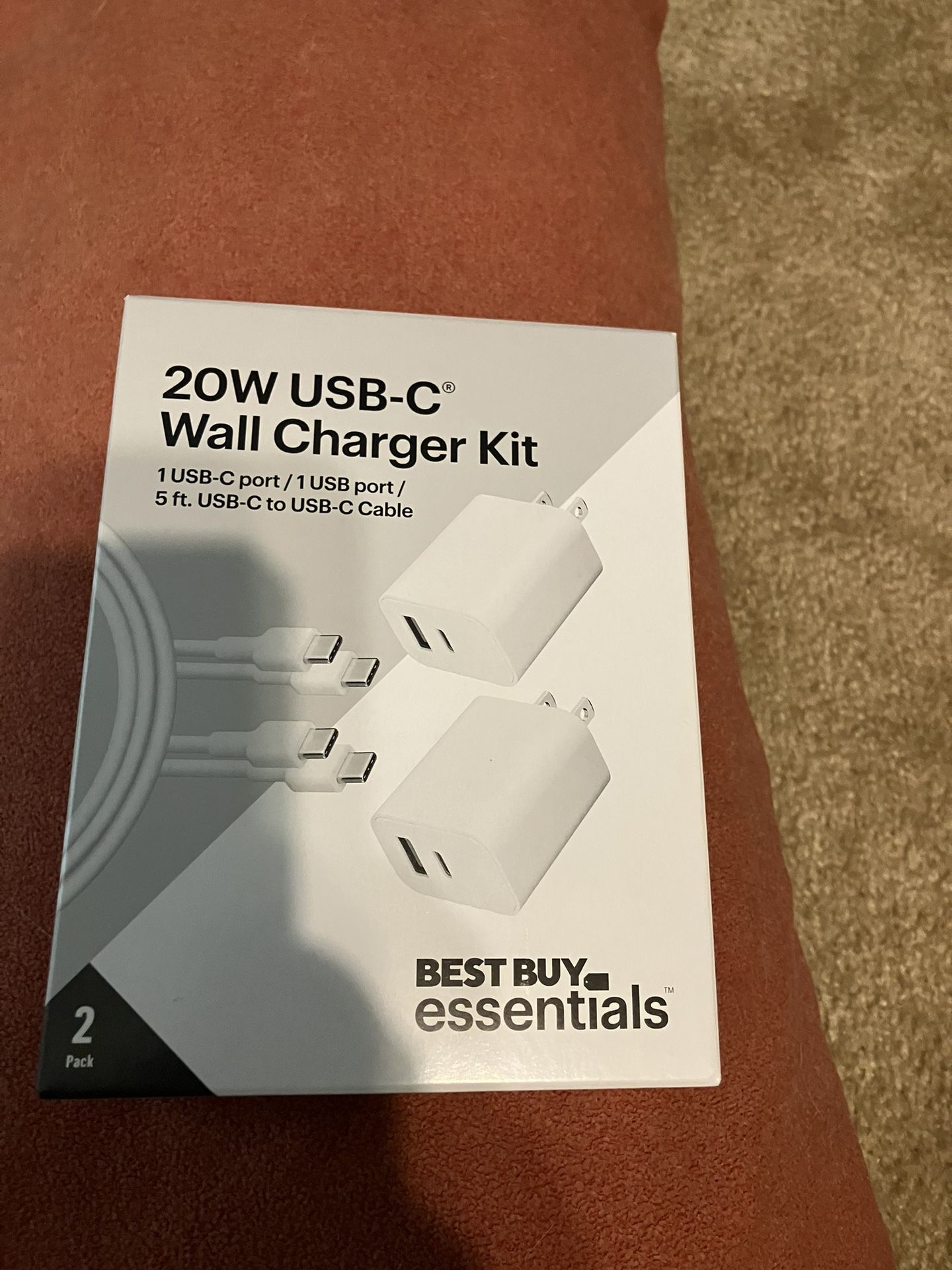 iPhone Google pixel Samsung Galaxy wall charger two pack +2 USB-C cables brand new