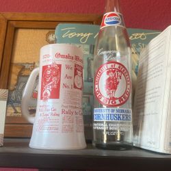 1971 Nebraska Huskers Glass And Bottle