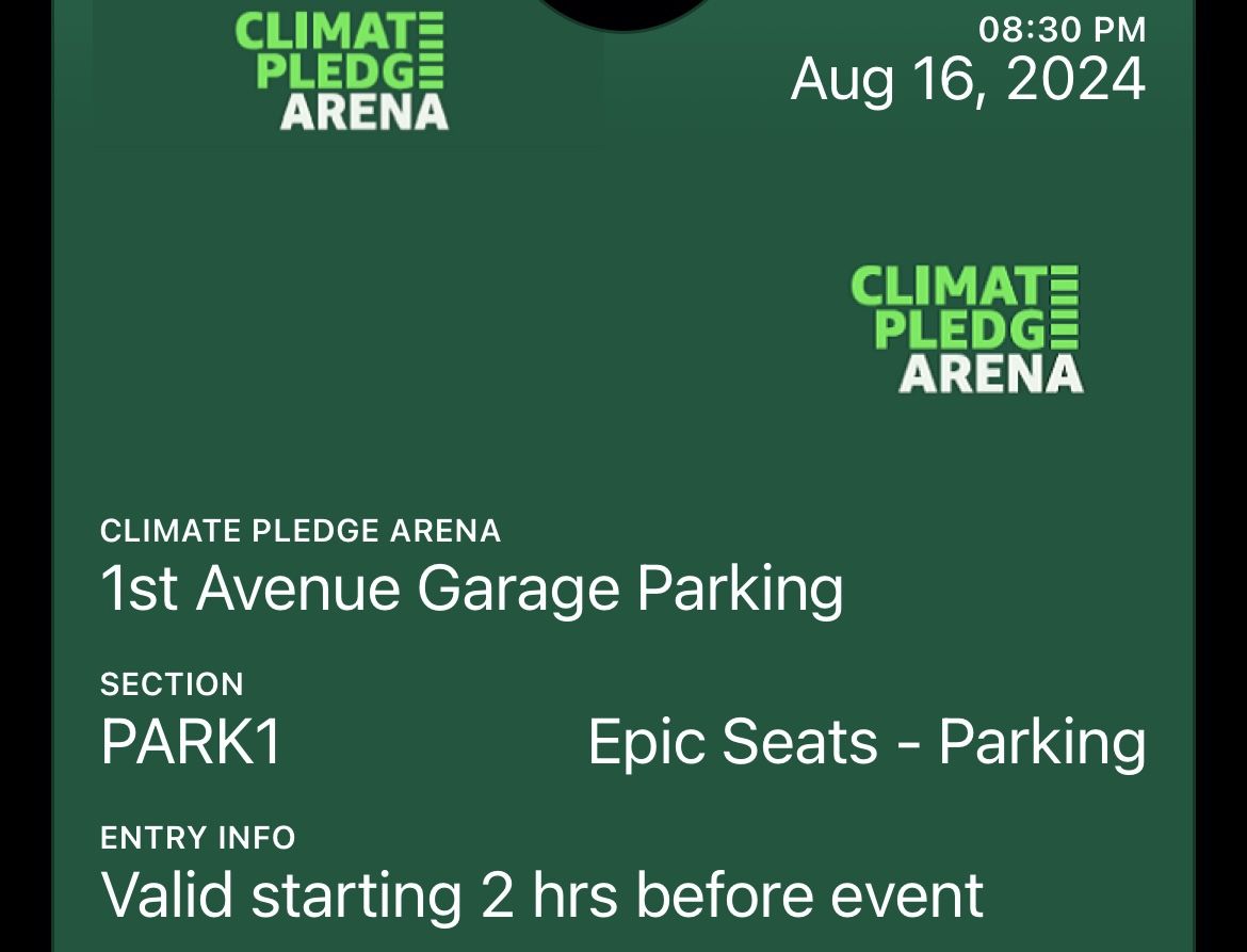 Pledge arena garage parking ticket