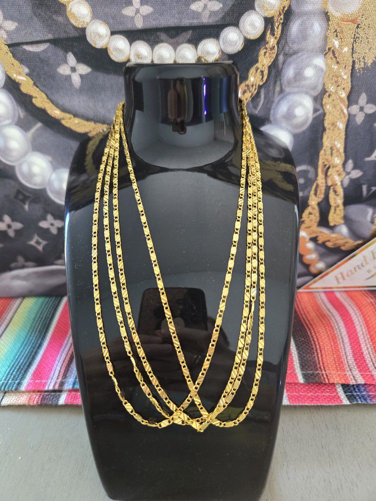 LOT OF 4 925 GOLD PLATED STAINLESS STEEL NECKLACES