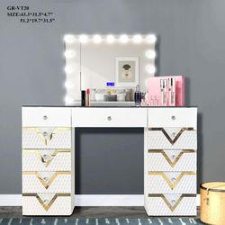 Vanity, White And Gold Led Lightbulbs, And Bluetooth