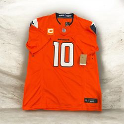 Denver Broncos Bo Nix Nike Orange Team Vapor F.U.S.E. Stitched Limited Jersey W/ Captains Patch