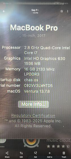 Apple MacBook Pro 15-inch 2017 i7 16GB