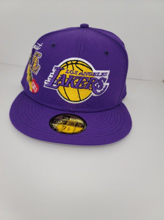 Men's Los Angeles Lakers New Era Purple City Cluster 59FIFTY Fitted Hat