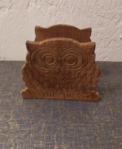 Wooden Owl Vintage Napkin Mail Holder 