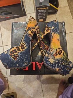 Blue Cheetah Heels New In Box 