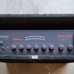 Radio Shack 300W Amp with case and cables.
