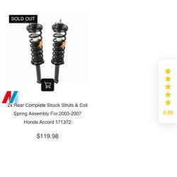 2003-2007 Rear Struts  Honda  Accotd