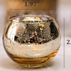 LETINE Gold Mercury Glass Votive Candle Holders - Set of 36 | Elegant Gold Tealight Candle Holders