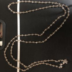 Clear Crystal Beaded  & Twisted Gold-plated Wire Necklace 