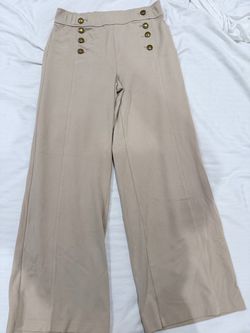 Loft Women’s tan beige Wide Leg Sailor Button Pants dress pants size 10